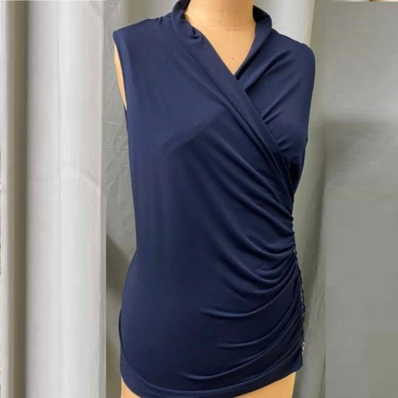 CUE Red Cut Out Sleeveless Office Knit Tank Top - Picture 3 of 8